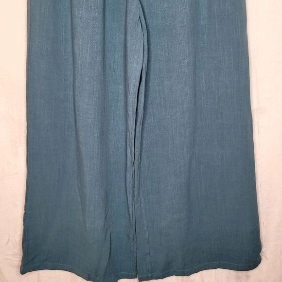 Anrabess Teal Flowy Wide Leg Pants Size Small - Picture 3 of 7
